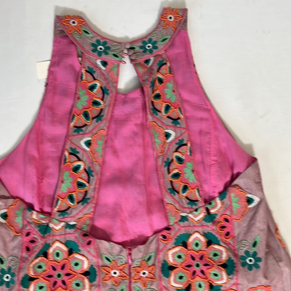 ANTHROPOLOGIE EMBROIDERY & APPLIQUED SHIFT DRESS SIZE 12 PINK ORANGE - Picture 16 of 16